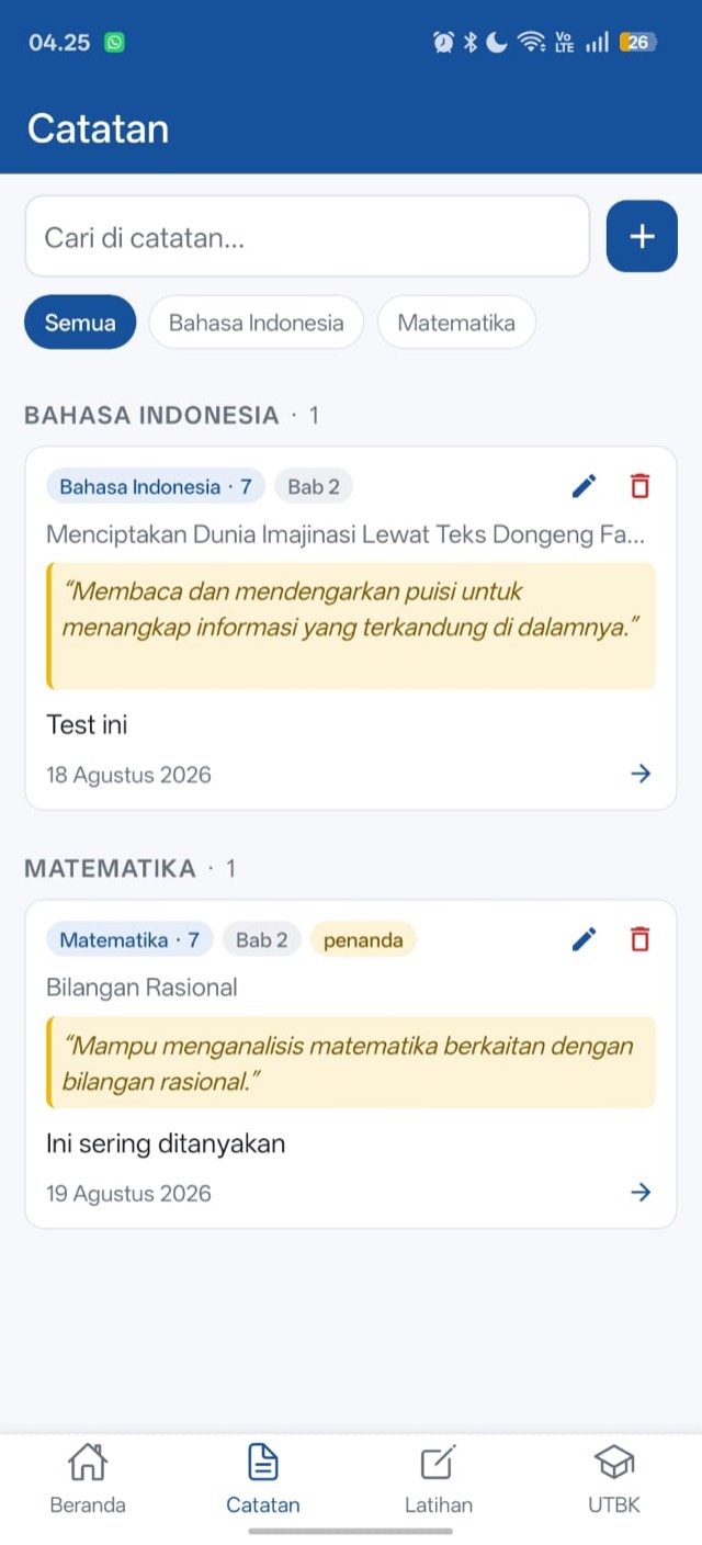 Catatan: daftar catatan dengan tag buku dan bab