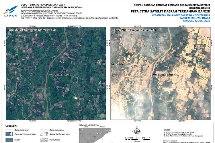 Citra Satelit SPOT-6 Memotret Kerusakan Akibat Banjir di Malangke Barat – lapan.go.id