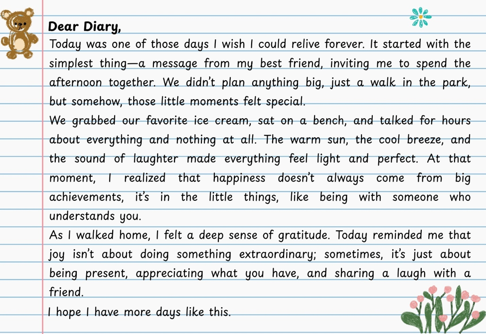 Diary entry: Dear Diary