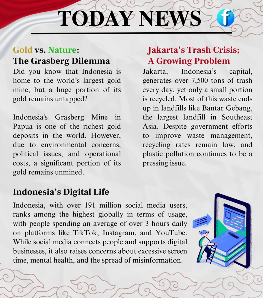 Today News: Gold vs. Nature – The Grasberg Dilemma; Jakarta's Trash Crisis; Indonesia's Digital Life