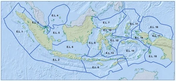 Peta Ekoregion Laut Indonesia, Ekoregion Natuna Ditunjukkan oleh EL 4 – Kementerian Kelautan dan Perikanan RI 2013